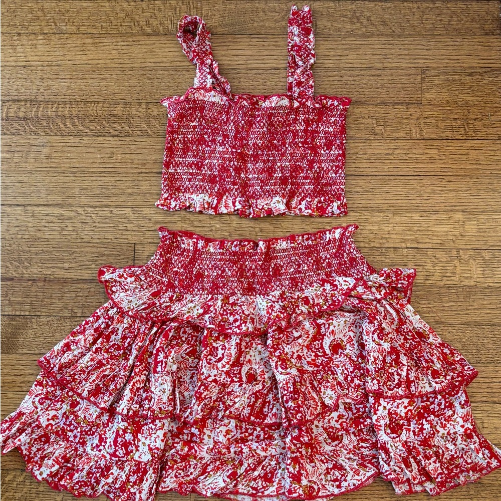 Free People Red and White Midi Dress